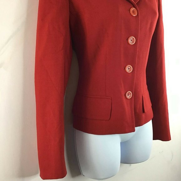 Banana Republic Womens Red Four Button Suit Jacket Front Pocket Casual Size 4 - Picture 5 of 8